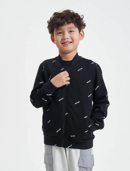Áo khoác bomber bé trai dập 3D in tràn