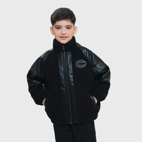 Áo khoác bé trai phối da