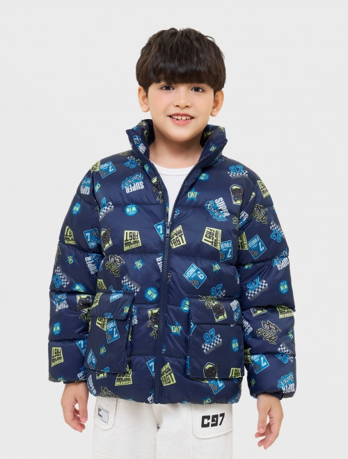 Áo khoác chần bông bé trai chống thấm nước
