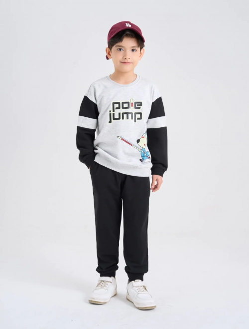 Bộ quần áo dài tay quần dài in hình Wolfoo