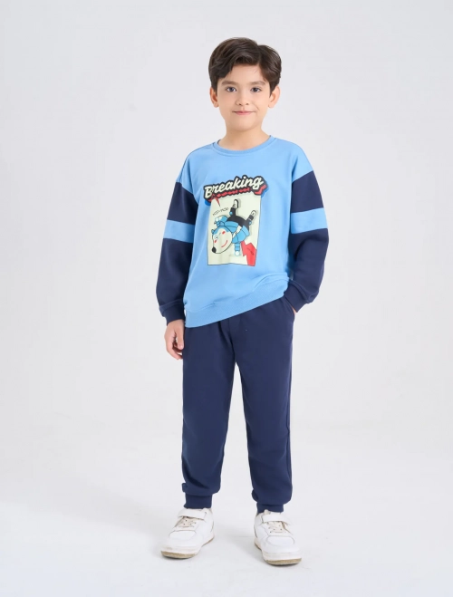 Bộ quần áo dài tay quần dài in hình Wolfoo