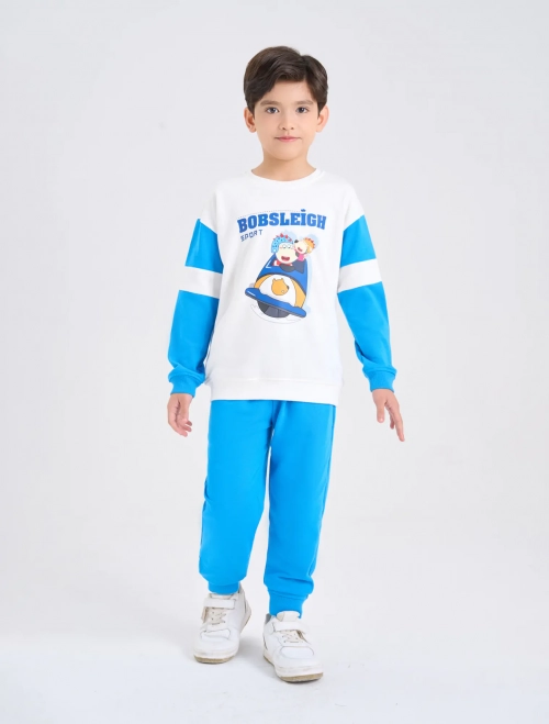 Bộ quần áo dài tay quần dài in hình Wolfoo