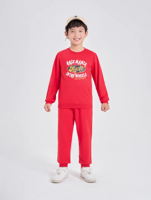 Bộ quần áo nỉ bé trai cotton USA có hình in