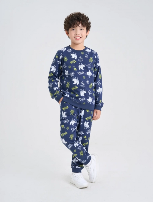 Bộ quần áo nỉ bé trai hoạ tiết