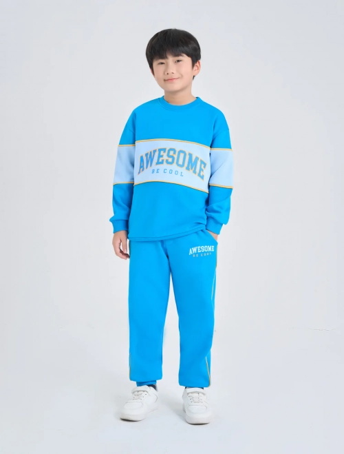 Bộ quần áo nỉ bé trai cotton USA có hình in