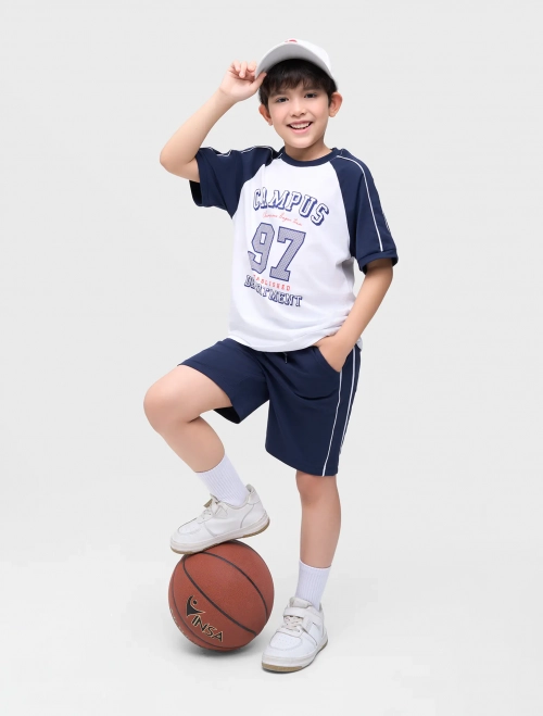 Bộ quần áo bé trai cộc tay có hình in