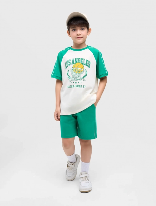 Bộ quần áo bé trai cộc tay có hình in