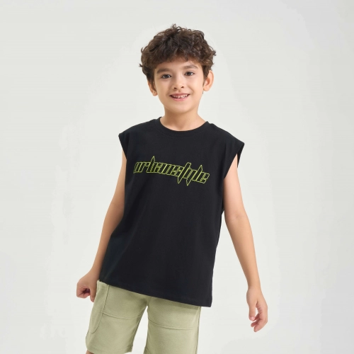 Áo sát nách bé trai cotton USA dáng rộng có hình in