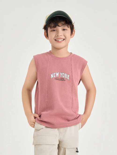 Áo sát nách bé trai dáng rộng có hình in