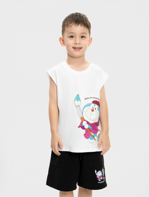 Áo sát nách bé trai cotton USA in hình Doraemon