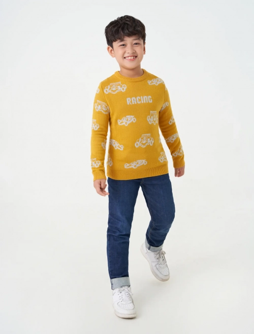 Áo len bé trai dệt họa tiết