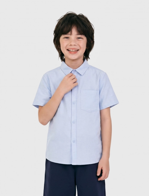 Áo sơ mi bé trai cotton basic