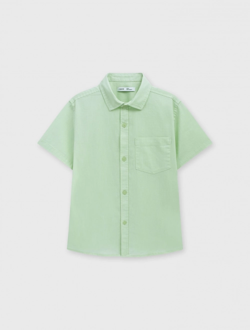 Áo sơ mi bé trai cotton USA basic ngắn tay