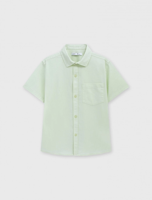 Áo sơ mi bé trai cotton USA basic ngắn tay