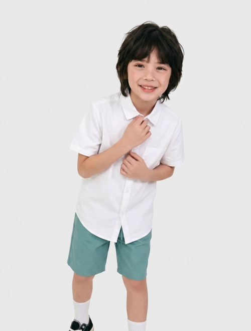 Áo sơ mi bé trai cotton basic