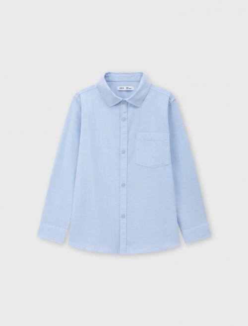 Áo sơ mi bé trai cotton basic dáng suông