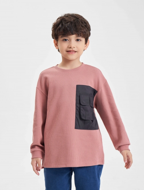 Áo phông dài tay bé trai cotton USA dáng oversize