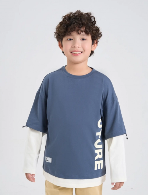 Áo phông bé trai cotton USA dài tay có hình in