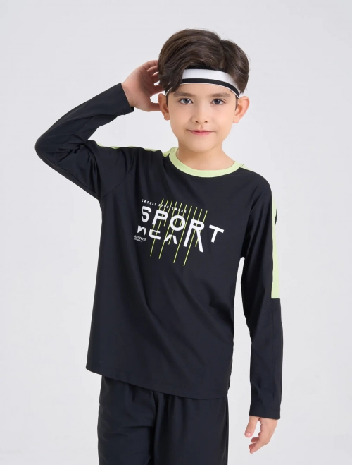 Áo phông active bé trai dài tay có hình in