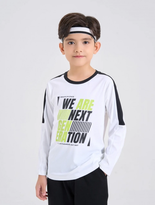 Áo phông active bé trai dài tay có hình in