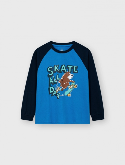 Áo phông bé trai dài tay raglan có hình in