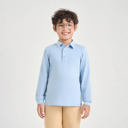 Áo polo dài tay bé trai dáng suông