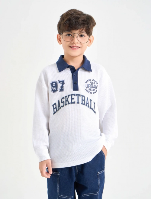 Áo polo bé trai dài tay có hình in