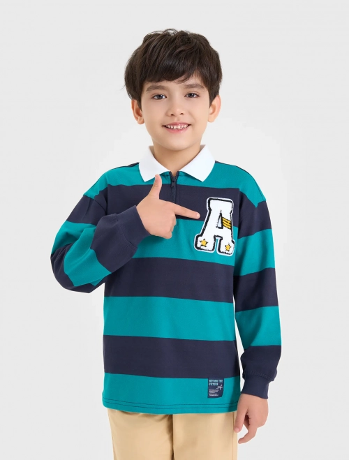 Áo polo bé trai hoạ tiết kẻ