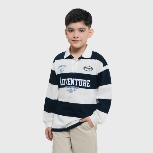 Áo polo dài tay bé trai cotton có hình in