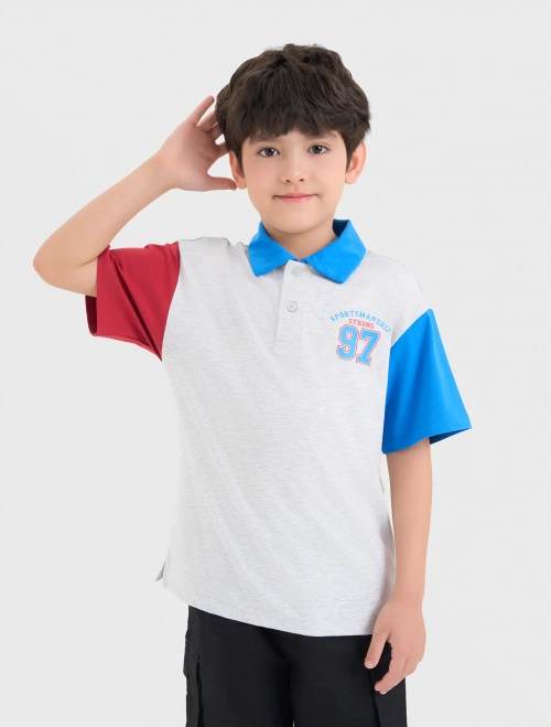 Áo polo bé trai cotton USA có hình in