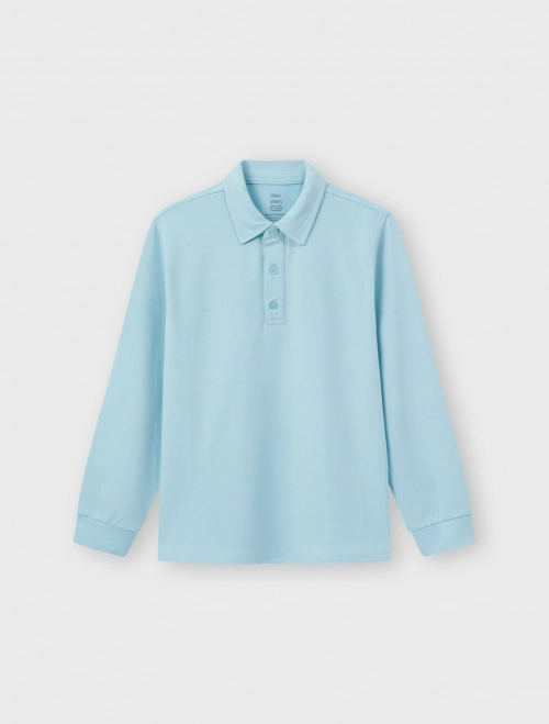 Áo polo bé trai dài tay dáng suông