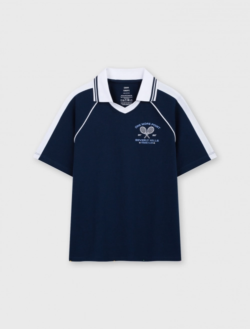 Áo polo bé trai Cotton USA phối màu có hình in