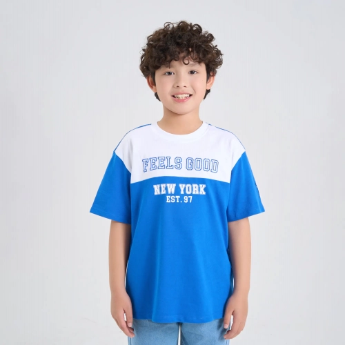 Áo phông bé trai cotton USA đính patch trang trí