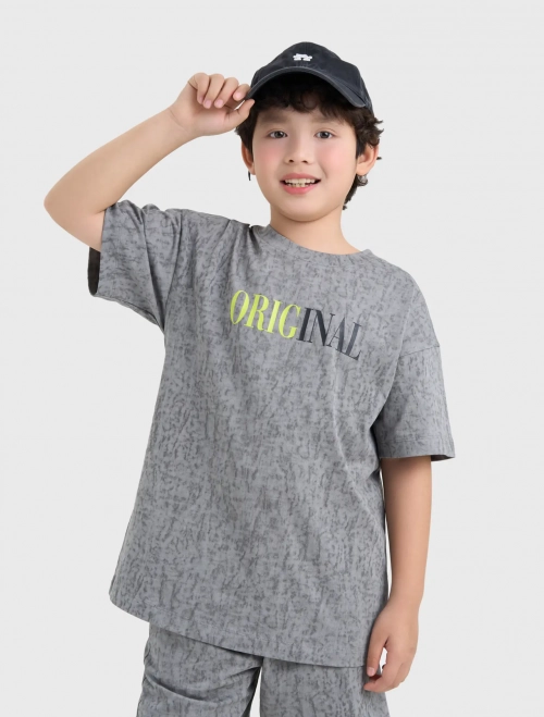 Áo phông bé trai cotton in hình mặt cười