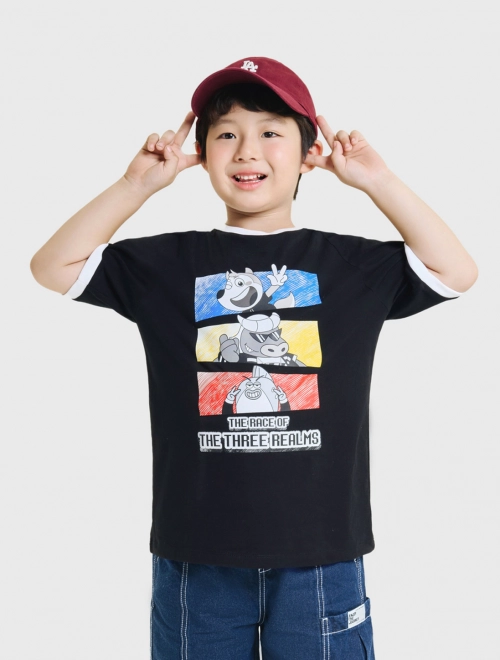 Áo phông bé trai dáng suông in hình Wolfoo