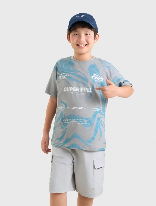 Áo phông bé trai Cotton USA dáng rộng có hình in