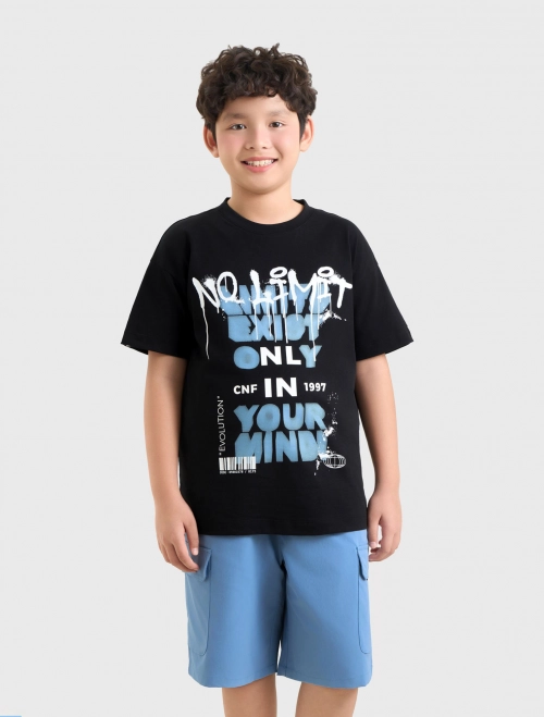 Áo phông bé trai Cotton USA dáng rộng có hình in