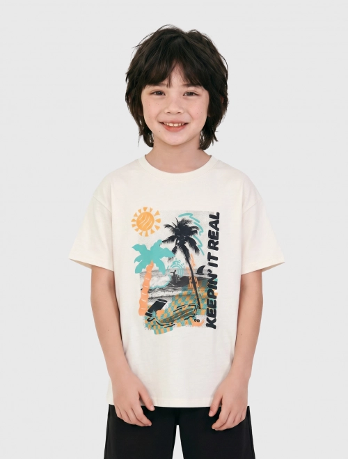 Áo phông bé trai Cotton USA dáng rộng