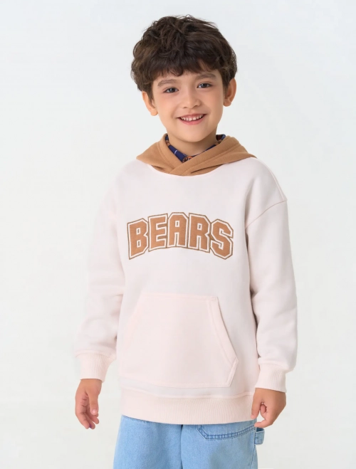 Áo nỉ bé trai mũ phối màu có hình in