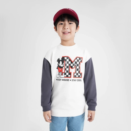 Áo nỉ bé trai phối màu in hình Mickey