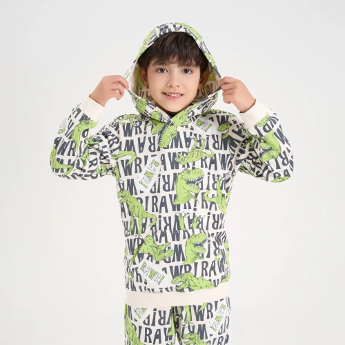 Áo nỉ có mũ bé trai hoạ tiết