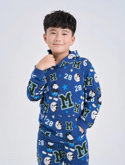 Áo nỉ bé trai có mũ hình in Mickey
