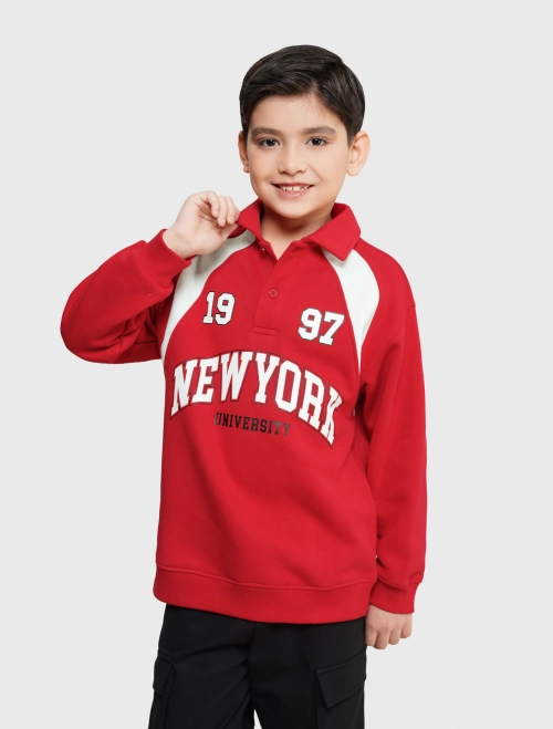 Áo nỉ bé trai cào bông có hình in