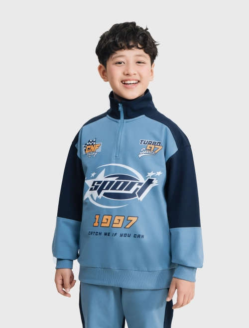 Áo nỉ bé trai có khóa cổ