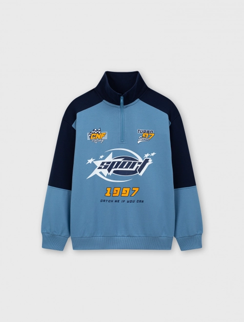 Áo nỉ bé trai có khóa cổ