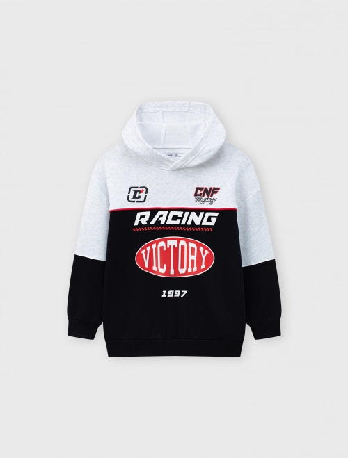 Áo nỉ có mũ bé trai có hình in