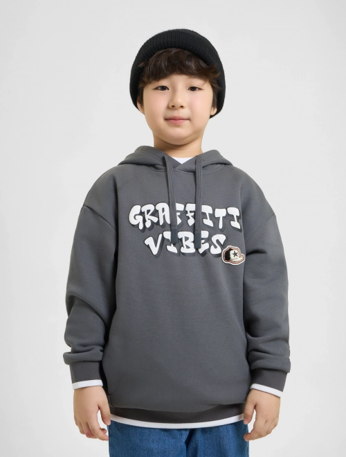 Áo nỉ bé trai có mũ có hình in