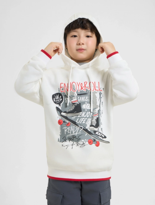 Áo nỉ bé trai có mũ có hình in