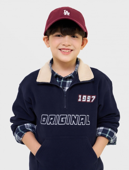 Áo nỉ bé trai cào bông cổ bẻ