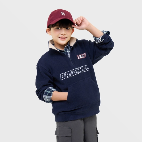 Áo nỉ bé trai cào bông cổ bẻ